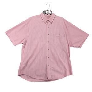 Vtg Y2K Eddie Bauer Red Striped Seersucker Button Down Shirt Men's XL Short Slv